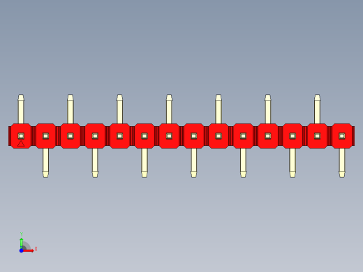 彩色公排针 100mil 2.54mm 系列-DS1022_red_14p_100mil_Type_SMT_R1_rev1.0前视缩略图
