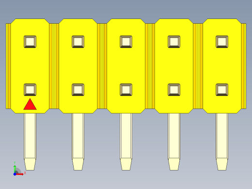彩色公排针 100mil 2.54mm 系列-DS1022_yellow_2x05p_100mil_TypeD_rev1.0前视缩略图