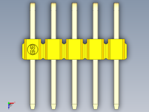 彩色公排针 100mil 2.54mm 系列-DS1022_yellow_2x05p_100mil_TypeD_rev1.0俯视缩略图