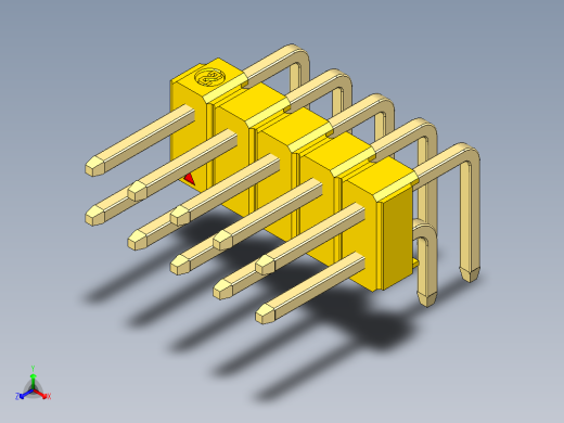 彩色公排针 100mil 2.54mm 系列-DS1022_yellow_2x05p_100mil_TypeD_rev1.0正等轴测缩略图
