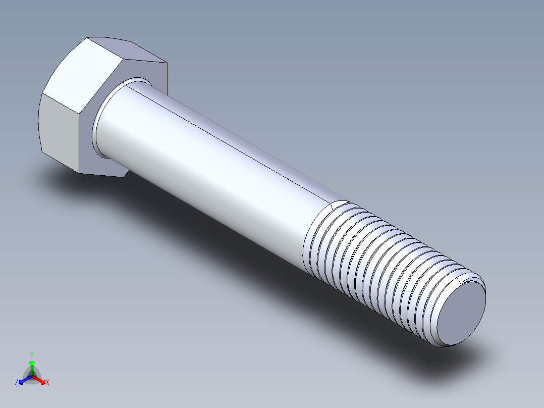 UNC 六角螺栓-Hex Bolt 0.875-9 x 5正等轴测图