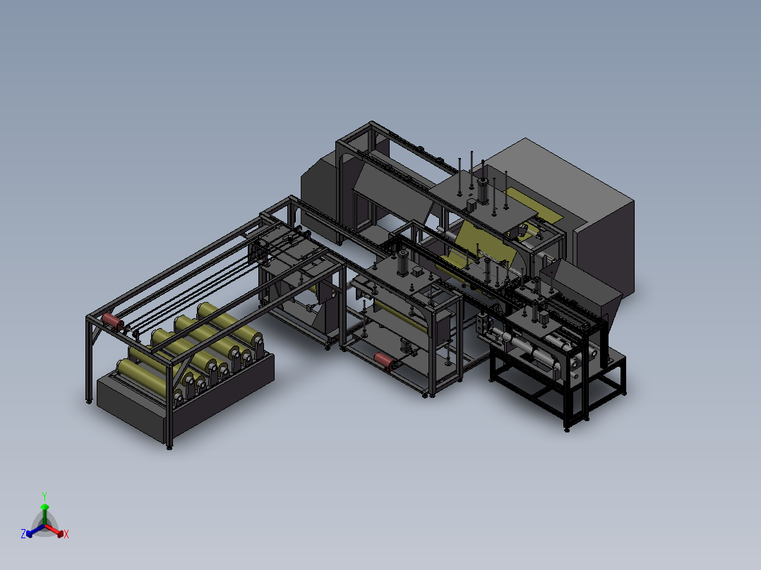 卷状料包膜机正等轴测图