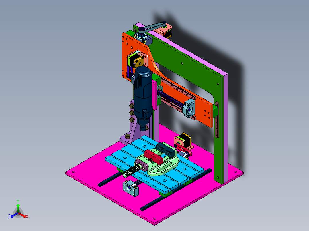 自动台动高精度丝杆雕刻机正等轴测图