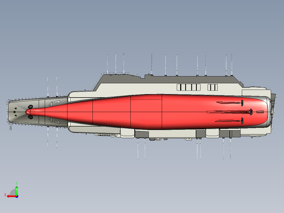 山东舰三维模型后视图