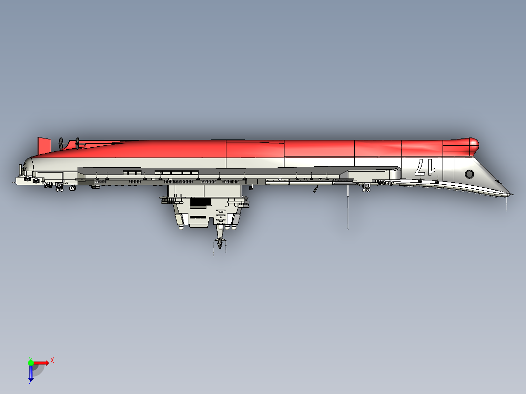 山东舰三维模型俯视图
