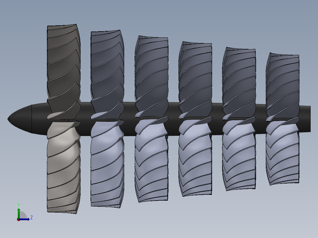 燃气轮机压缩机677---模型格式为 sw左视图