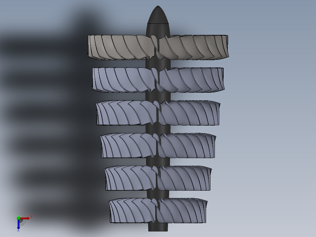 燃气轮机压缩机677---模型格式为 sw俯视图