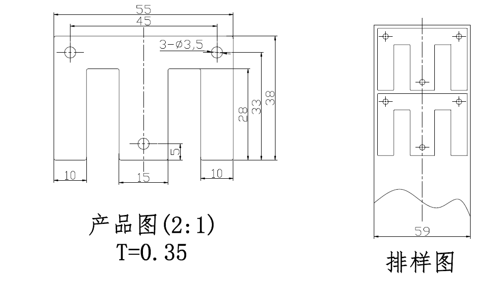 D0798-变压器芯片冲压工艺与模具设计+CAD+说明书==527722=300