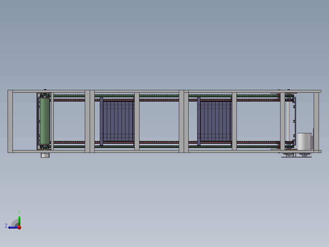 链板式连续提升机6米高度（sw18可编辑+工程图）右视图