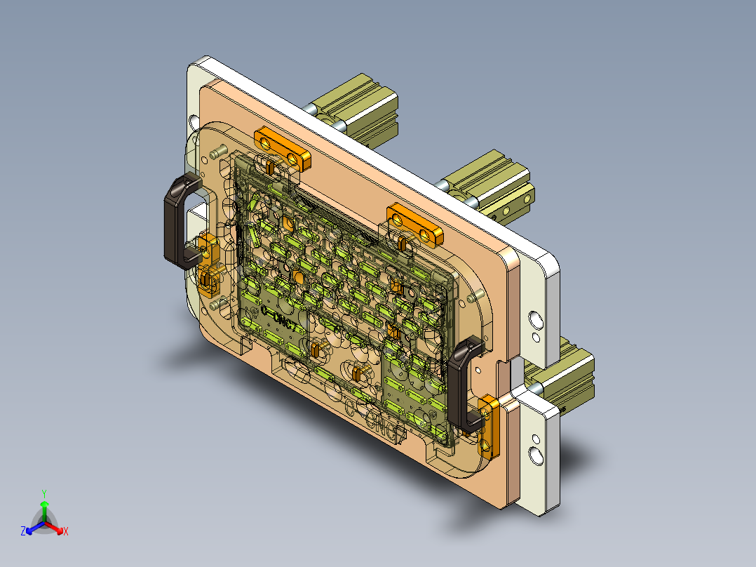 电脑外壳攻键盘牙孔治具正等轴测图