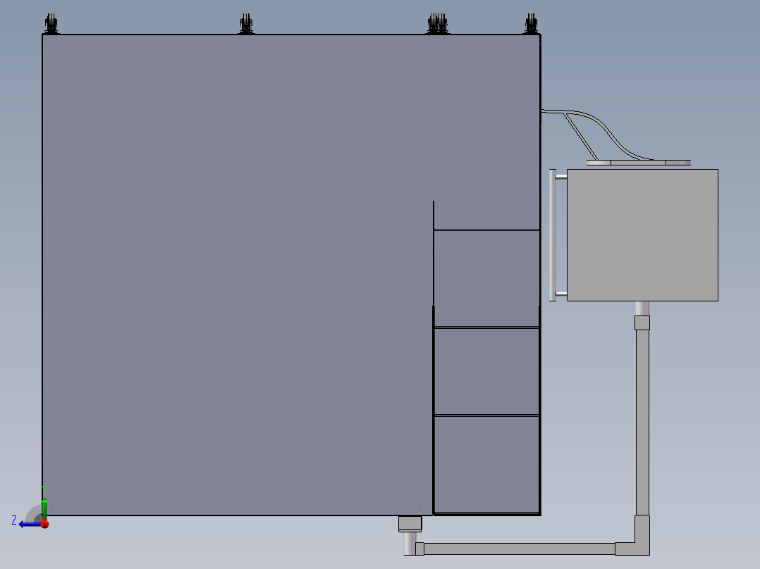 3d打印手套箱右视图