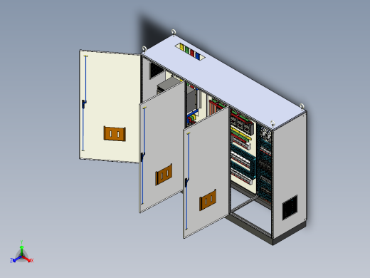 三柜组装风机控制柜 55155正等轴测缩略图