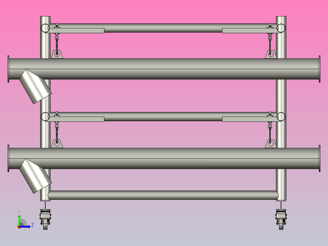 管螺杆输送机，组装完成并准备喷漆左视图