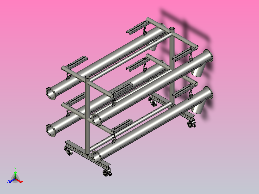 管螺杆输送机，组装完成并准备喷漆正等轴测图