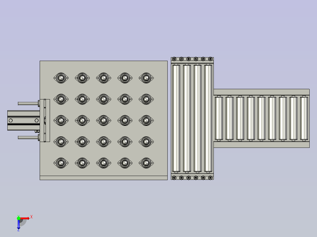 新能源汽车电池包加工生产线设计-转向待料装置俯视图