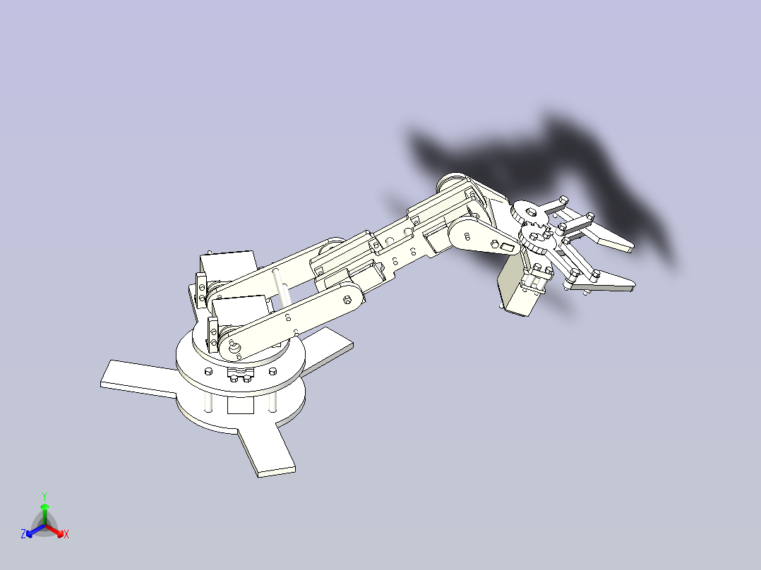 一款多自由度机械手3D模型主视图