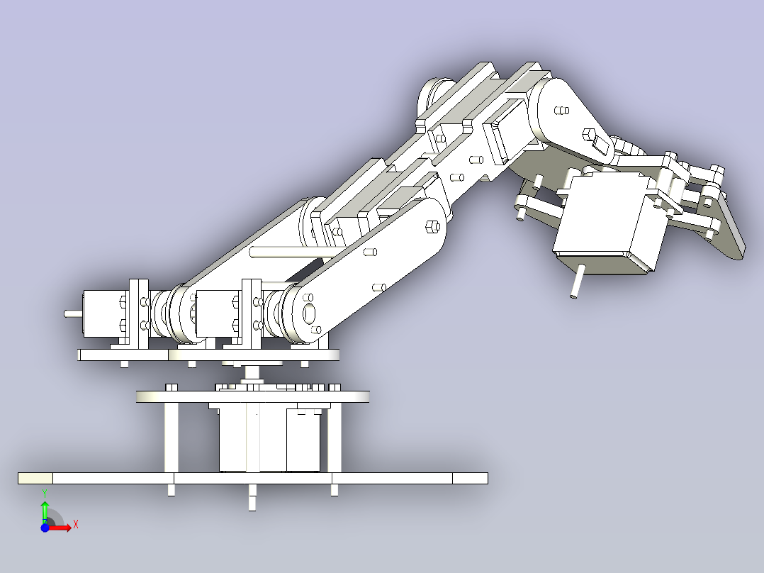 一款多自由度机械手3D模型前视图