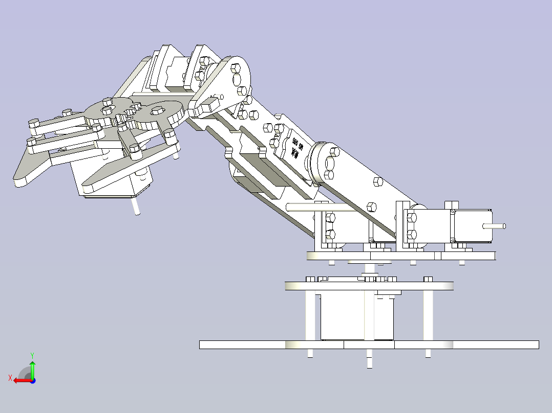 一款多自由度机械手3D模型后视图