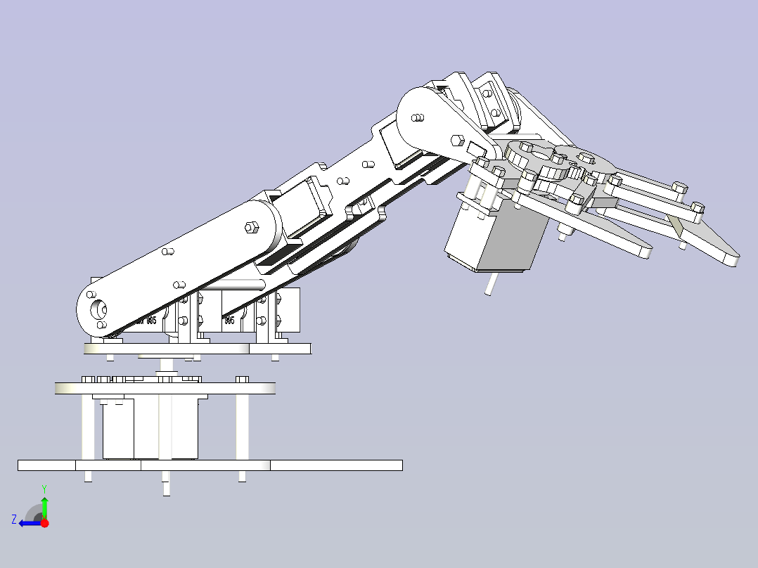 一款多自由度机械手3D模型右视图