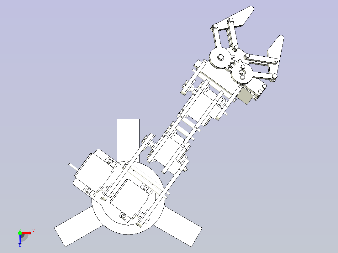 一款多自由度机械手3D模型俯视图