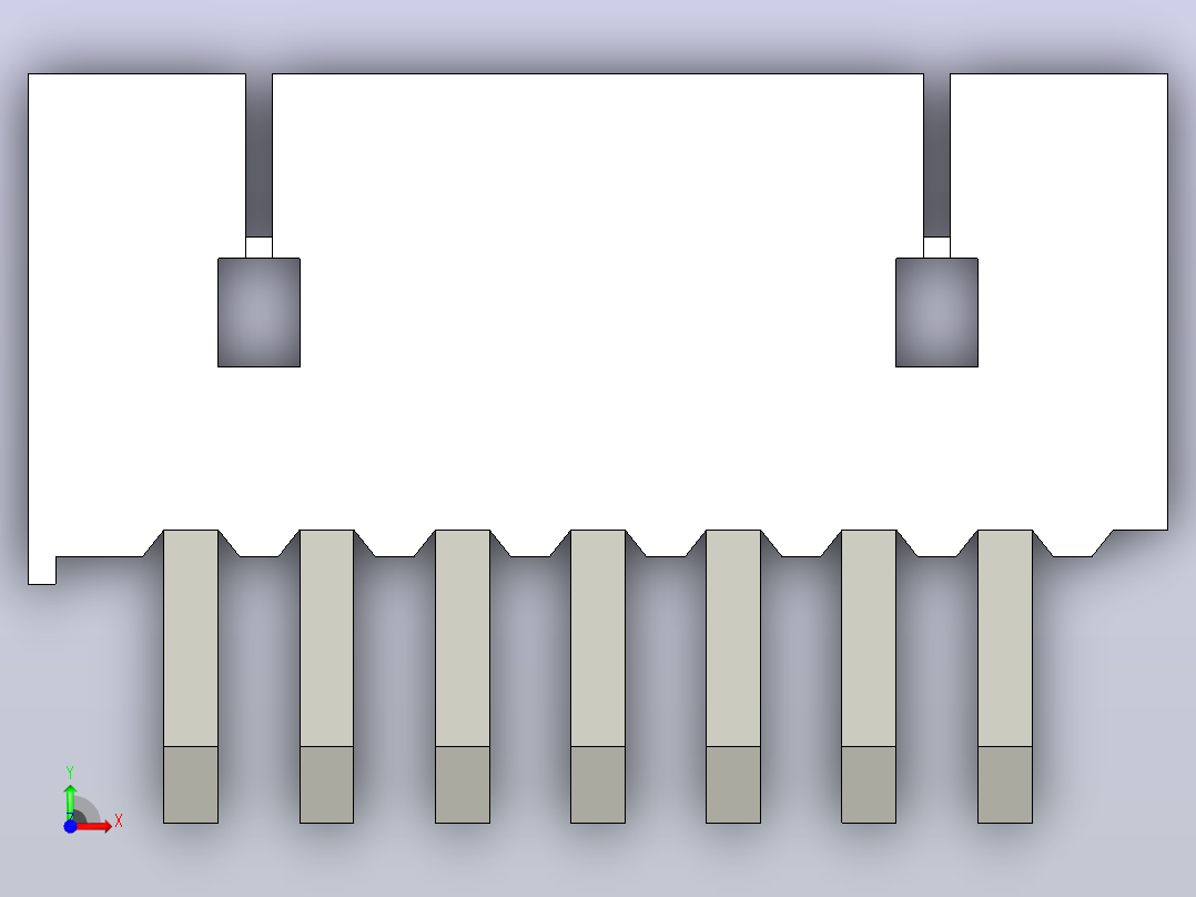 短款型直插头JST connector 1x7  P1.25mm thru hole wafer A2前视图