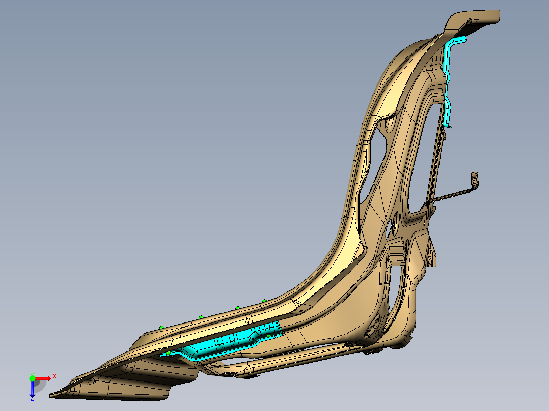 某汽车后背门及后背门内板俯视图