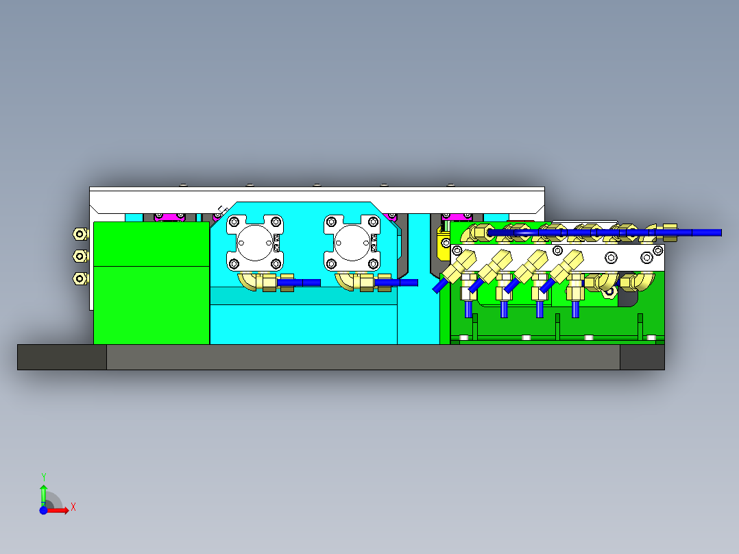 法兰工件气动夹具工装3D图纸 x_t格式前视图