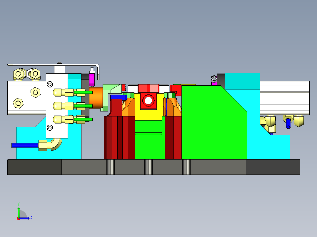 法兰工件气动夹具工装3D图纸 x_t格式左视图