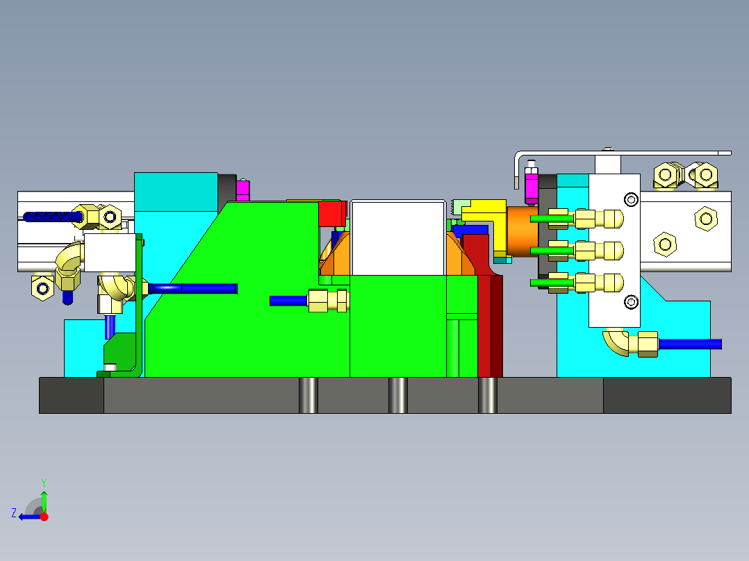 法兰工件气动夹具工装3D图纸 x_t格式右视图