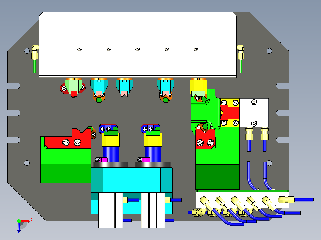 法兰工件气动夹具工装3D图纸 x_t格式俯视图