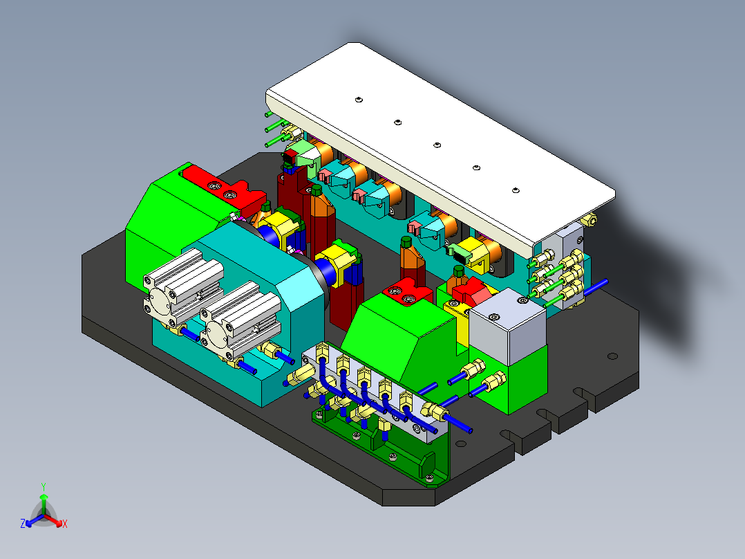 法兰工件气动夹具工装3D图纸 x_t格式正等轴测图