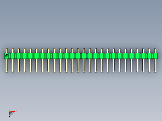彩色公排针 100mil 2.54mm 系列-DS1022_green_1x26p_100mil_TypeD_rev1.0俯视缩略图