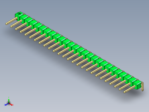 彩色公排针 100mil 2.54mm 系列-DS1022_green_1x26p_100mil_TypeD_rev1.0正等轴测缩略图