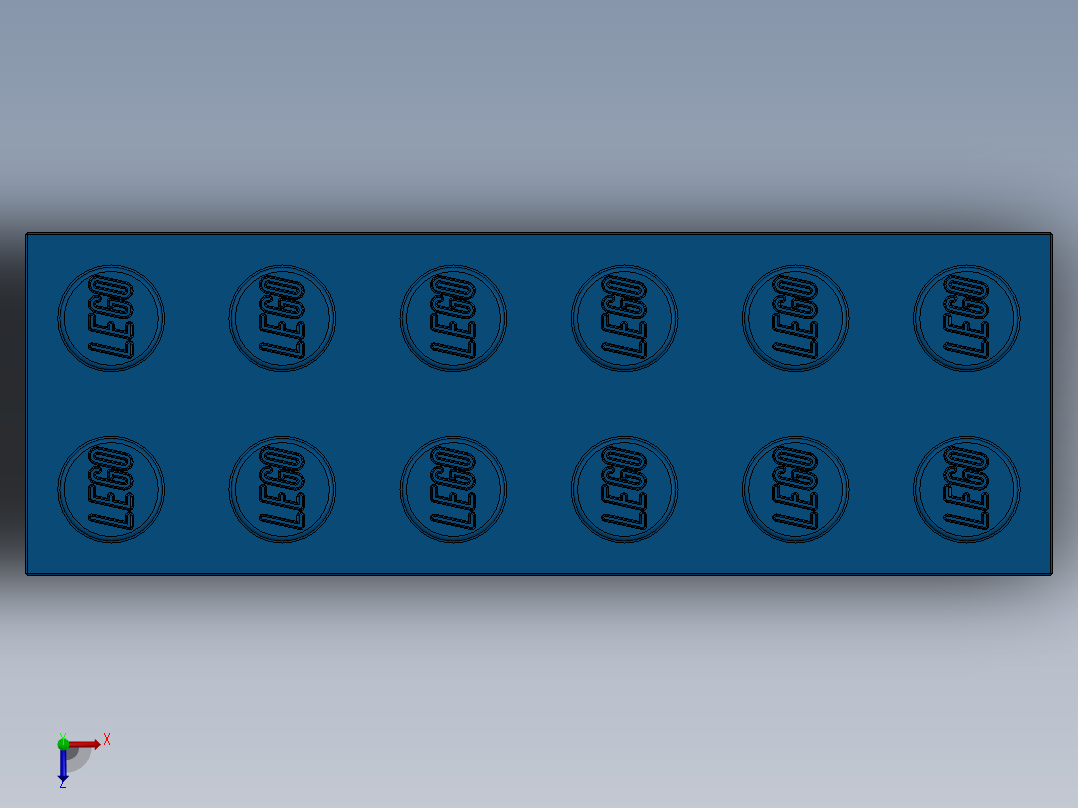 乐高套装 4421基本积木-4181139 - 2456 - 44237 Bright Blue Brick 2 x 6.SLDPRT俯视图