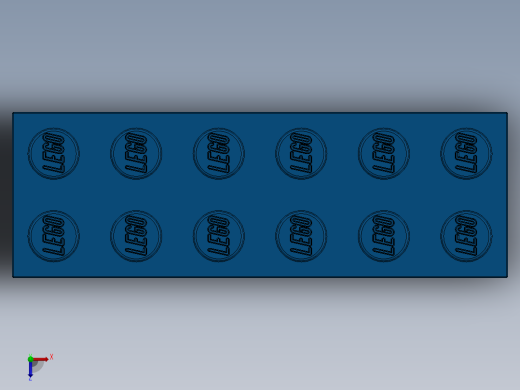 乐高套装 4421基本积木-4181139 - 2456 - 44237 Bright Blue Brick 2 x 6.SLDPRT俯视缩略图