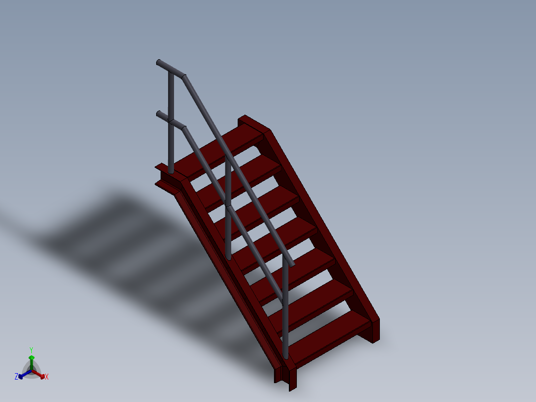 钢结构楼梯正等轴测图