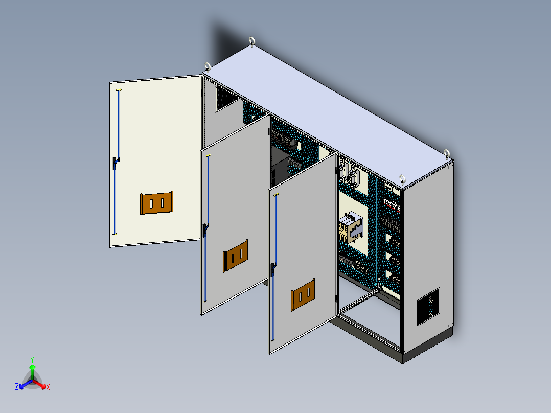 钣金柜plc接触器不带延时控制 71556正等轴测图