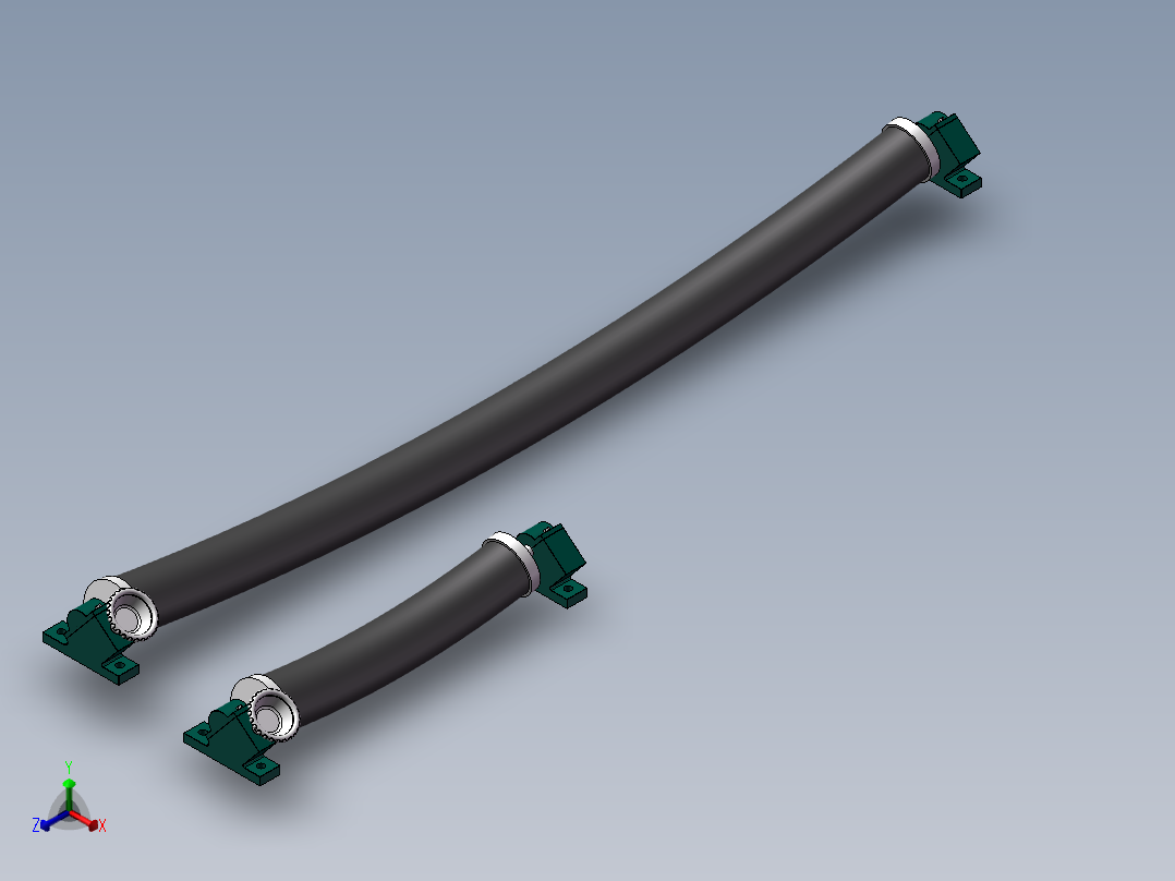 2款橡胶弯辊（弧形展平辊）正等轴测图