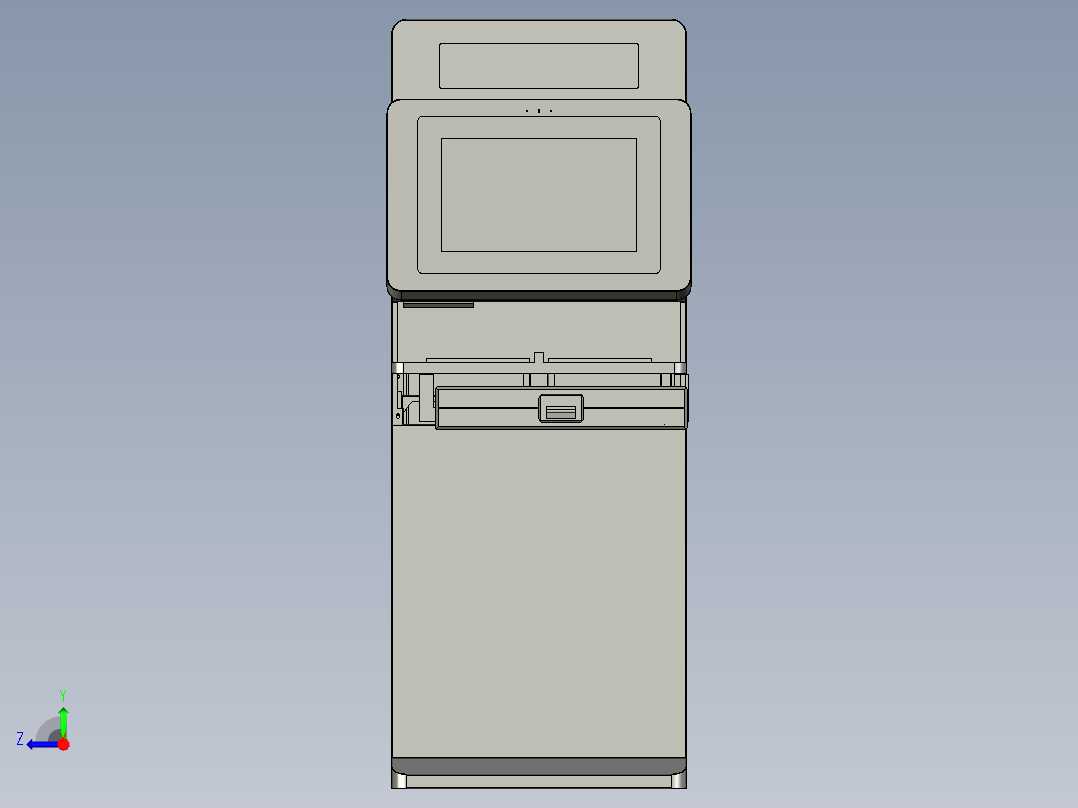 触控屏工控一体机柜外壳机箱右视图