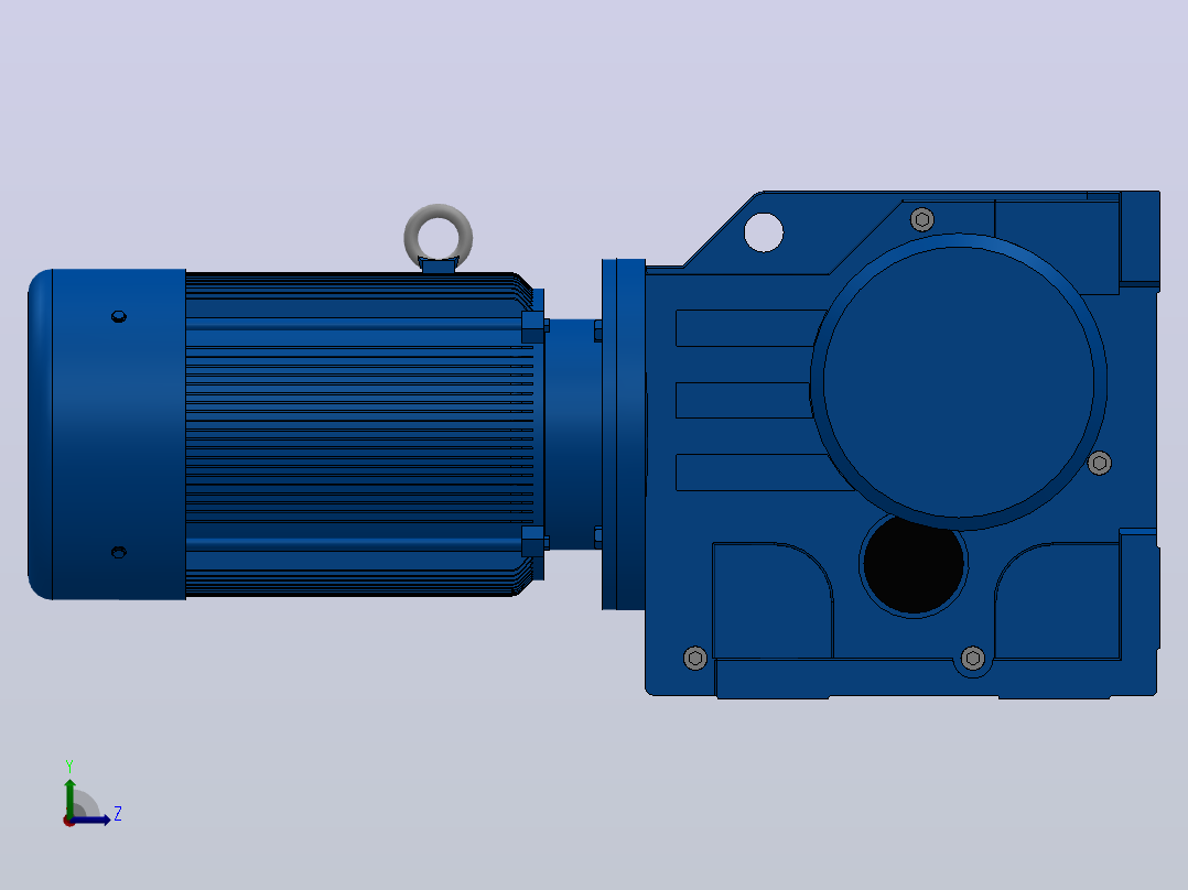 K107底脚轴伸式安装螺旋锥齿轮减速机K107-YV15-4P-36.48-M1-0°-A左视图