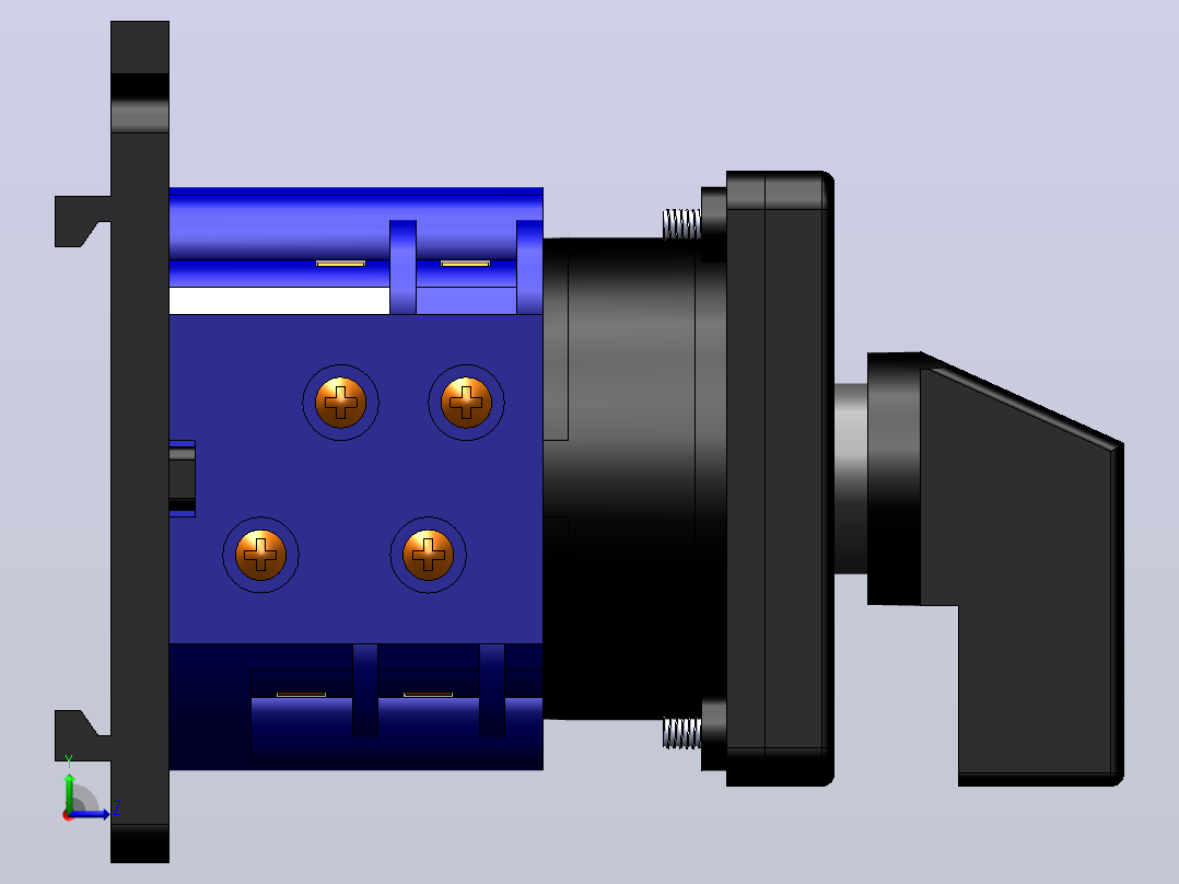 LW38D（导轨安装型）[LW38D-20╱U]万能转换开关左视图