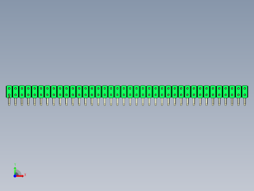 彩色公排针 100mil 2.54mm 系列-DS1022_green_2x38p_100mil_TypeD_rev1.0前视缩略图