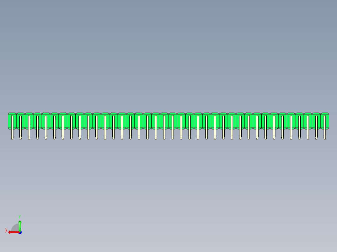 彩色公排针 100mil 2.54mm 系列-DS1022_green_2x38p_100mil_TypeD_rev1.0后视图