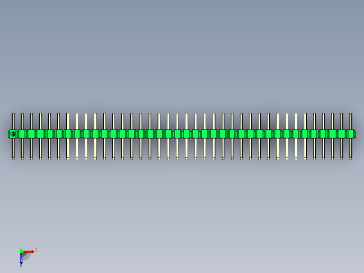彩色公排针 100mil 2.54mm 系列-DS1022_green_2x38p_100mil_TypeD_rev1.0俯视缩略图