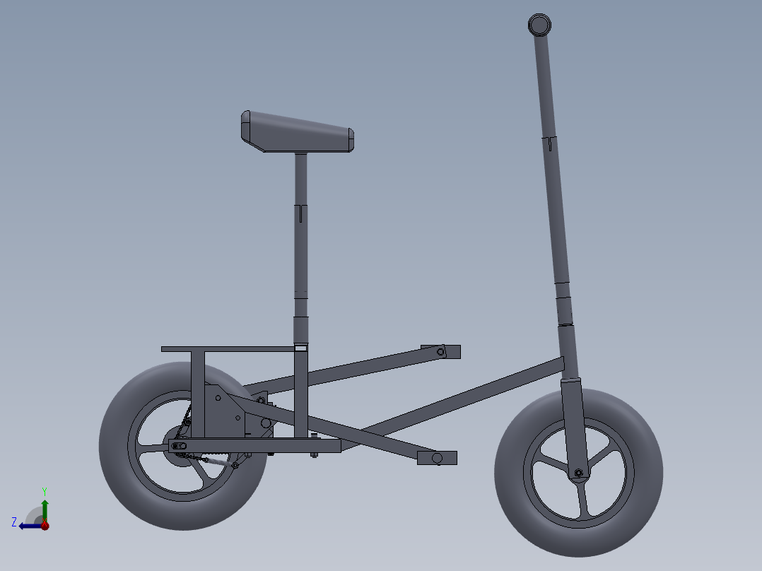 100---概念脚踏儿童单车设计模型sw2010三维图纸模型设计图纸右视图