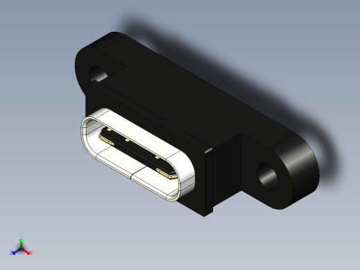 USB C 型插座面板安装正等轴测缩略图