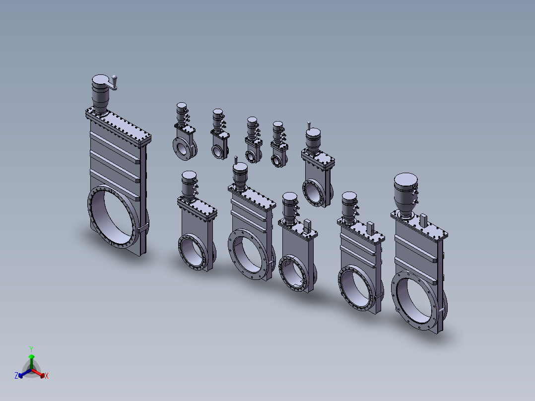 11款GVM-S11500特高压手动闸阀模型正等轴测图