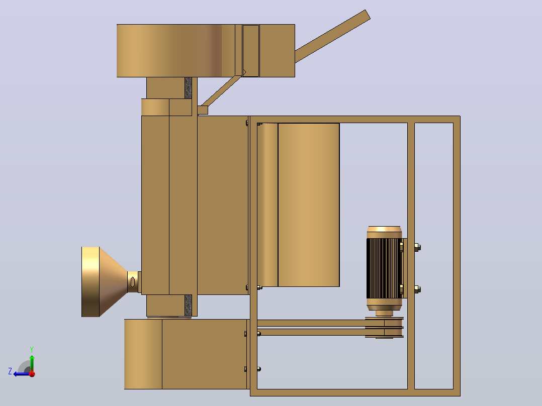 小型新质碾米机结构设计 sw+CAD+说明书右视图
