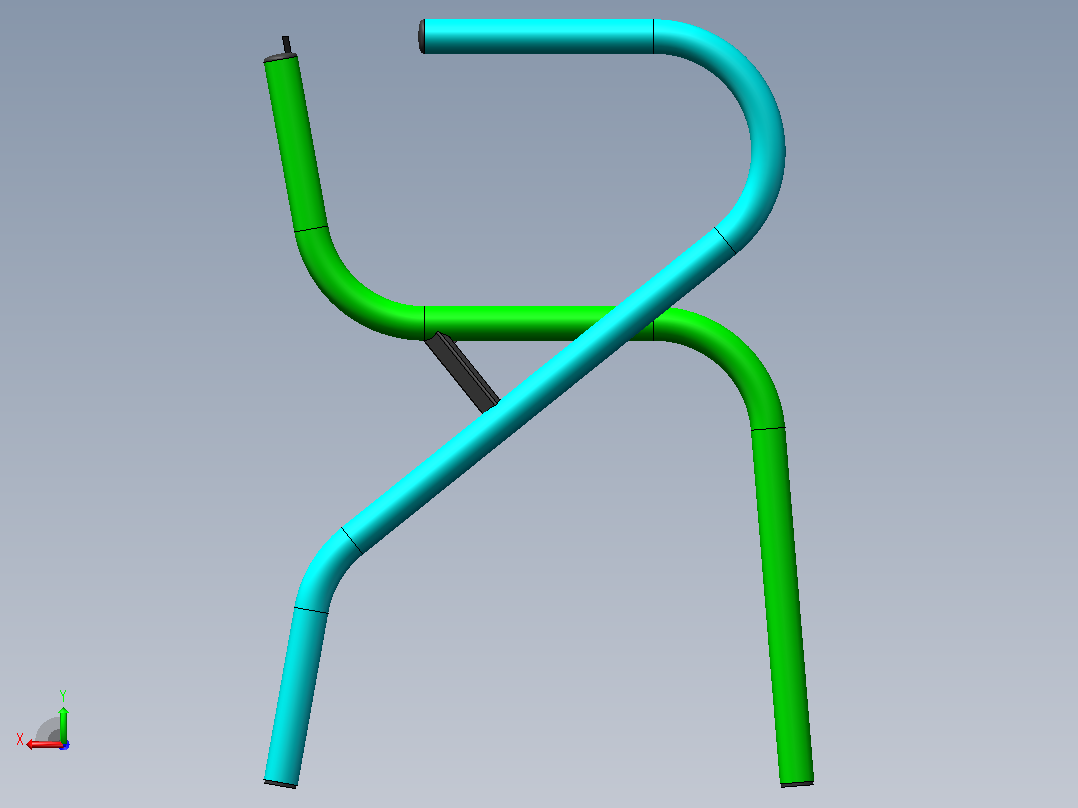 靠背椅3D模型综合管件结构体后视图
