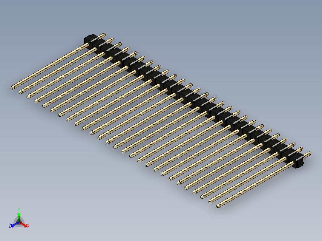 彩色公头100mil（2.54mm）系列-DS1021_black_1x27p_100mil_Type43_rev1.0主视图